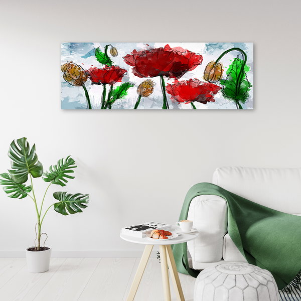 Kunstdruck auf Leinwand 'Blossoming Poppies'