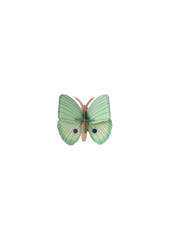 Wanddeko Papier 'Smaragd-Schmetterlings-Trio'