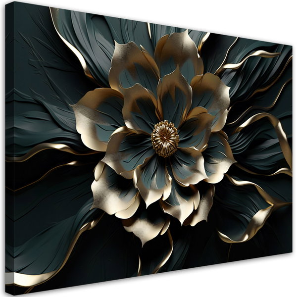 Kunstdruck auf Leinwand 'Metallic Petal Abstract Flower'
