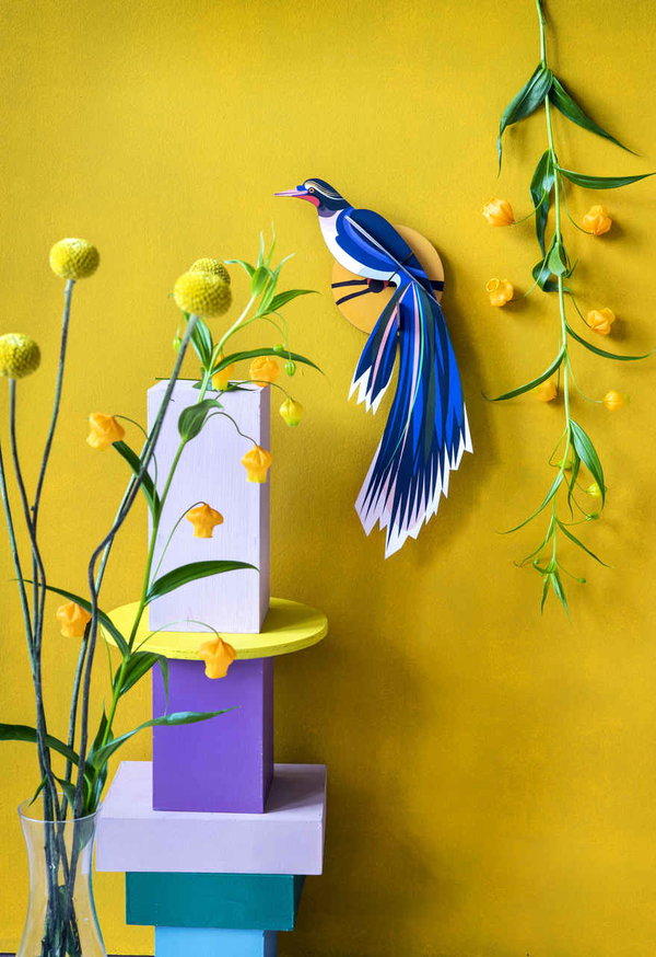 Wanddeko Papier 'Azurflügel-Vogel'