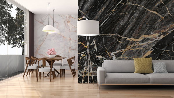 Papier peint 'Black Gold Marble' 350x255cm