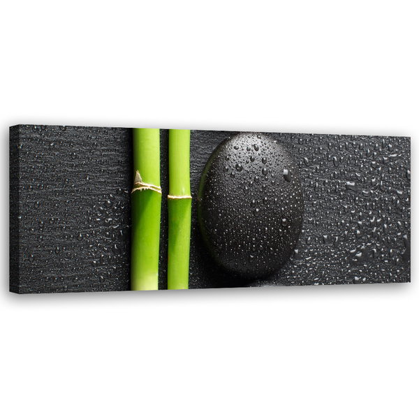 Kunstdruck auf Leinwand 'Bamboo and Black Stone'