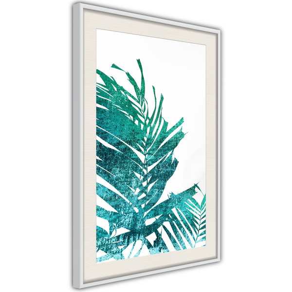 Poster 'Teal Palm on White Background'