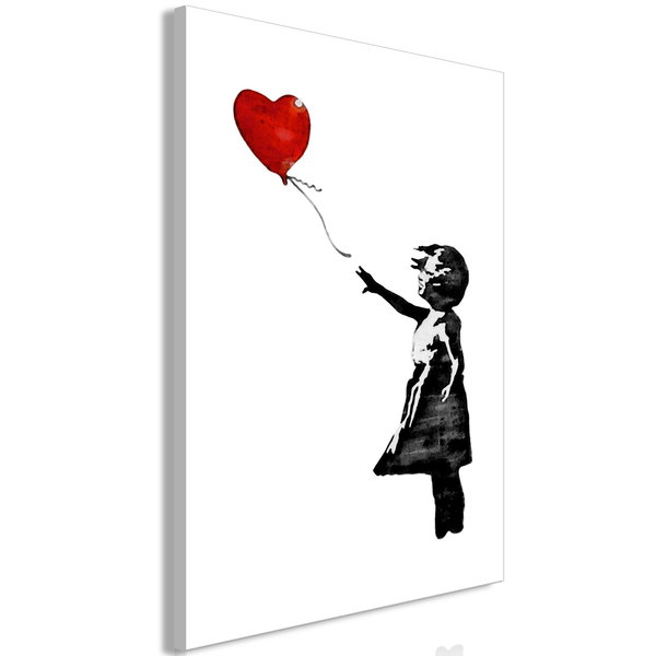 Impression sur toile 'Banksy: Girl with Balloon Vertical'