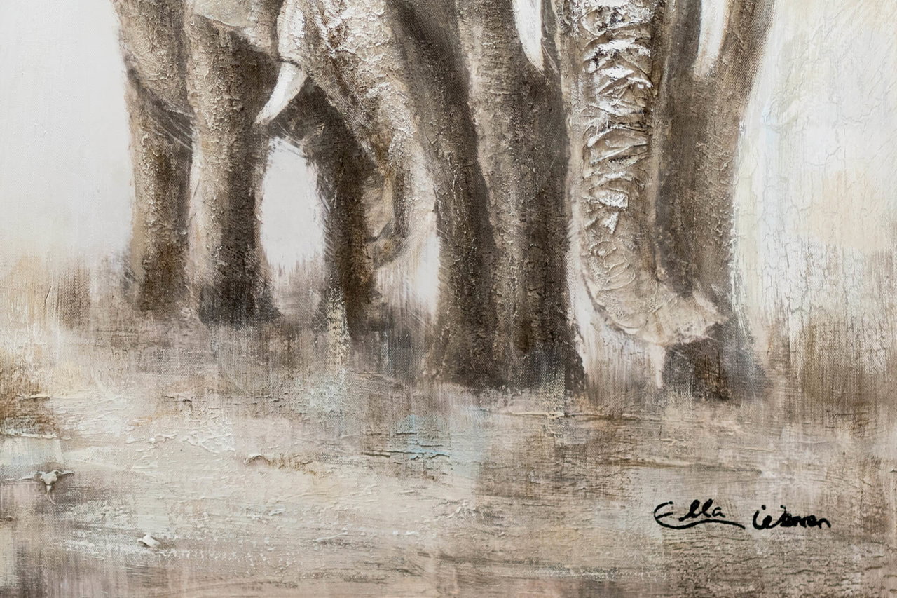 Handgeschilderd schilderij 'Big Family' 100x75cm | incl. certificaat van echtheid in de ruimte.
