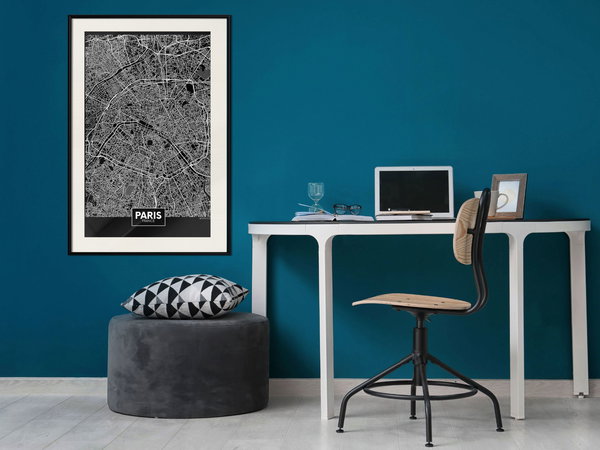 Poster 'City Map: Paris (Dark)'