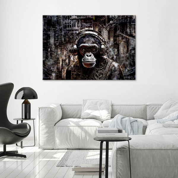 Kunstdruck auf Leinwand 'Cyber Ape DJ Vibes 3'