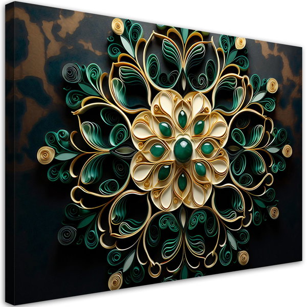 Kunstdruck auf Leinwand 'Green Intricate Floral Pattern'