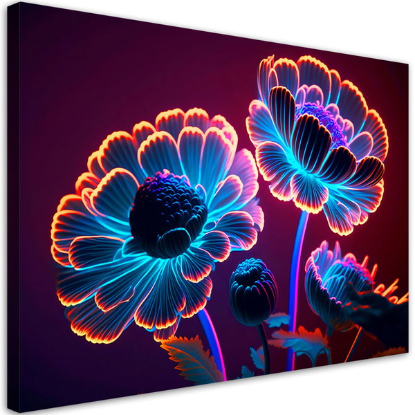 Kunstdruck auf Leinwand 'Neon Blooms 2'