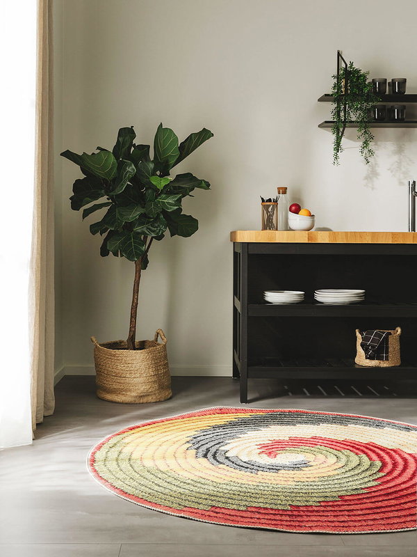 Design In- &amp; Outdoor Runder Teppich Kenya Bunt
