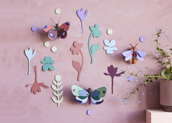 Wanddeko Papier 'Schmetterlingsgarten-Set'