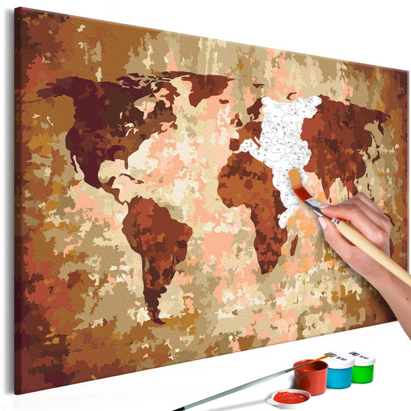 Painting by numbers adults 'World Map (earth tones)'