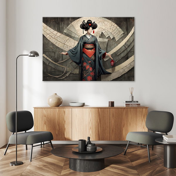 Εκτύπωση σε καμβά 'Geisha with Lantern'