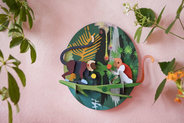 Wanddeko Papier 'Verspielter Affe'