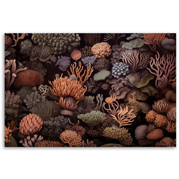 Kunstdruck auf Leinwand 'Corals in Black 3'
