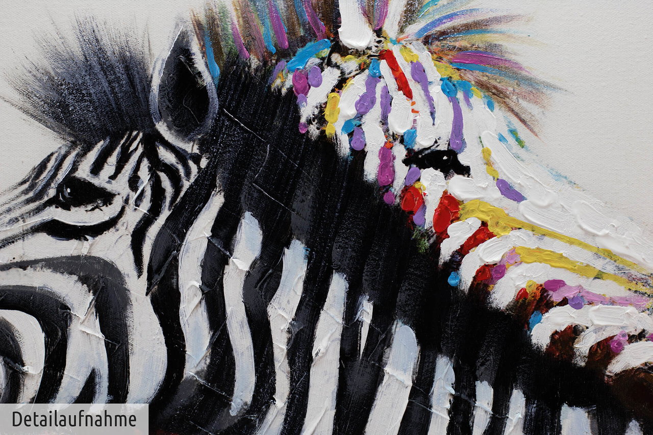 Handgeschilderd schilderij 'Affectionate Zebras' 80x80cm | incl. certificaat van echtheid komt in de ruimte goed tot zijn recht.