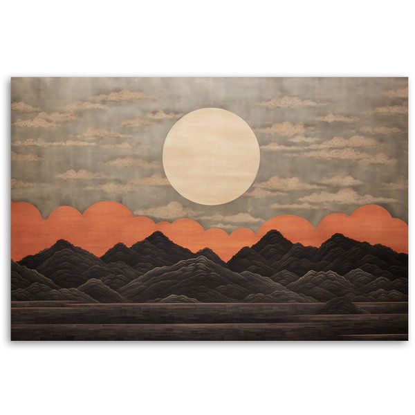 Kunstdruck auf Leinwand 'Full Moon Mountain Landscape'