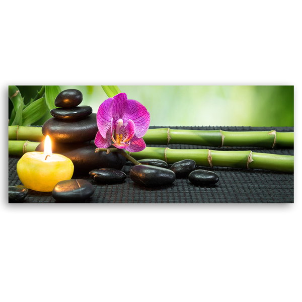 Kunstdruck auf Leinwand 'Pink Orchids on Stones 2'