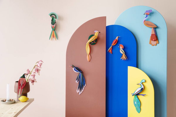 Wanddeko Papier 'Azurflügel-Vogel'