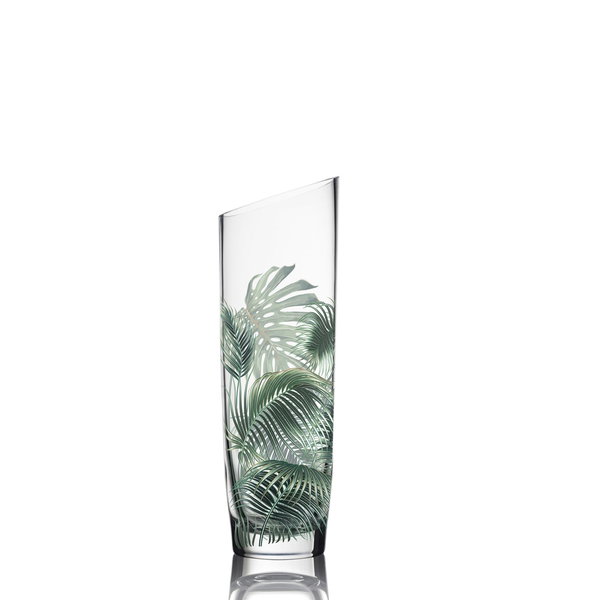 Glas Vase 'Tropical Palm Breeze' von Goebel 14x44x14cm