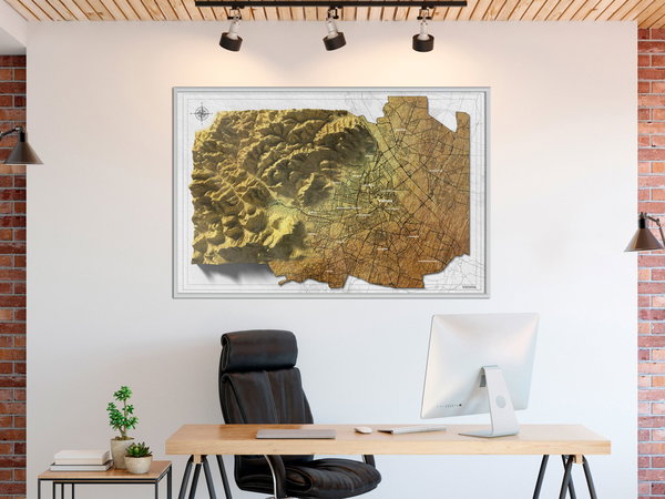 Poster 'Raised Relief Map: Vienna'