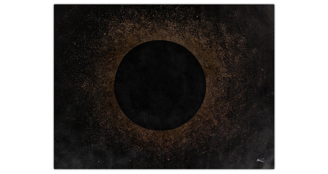 XXL Olieverf schilderijen 'Totale Eclipse' | Handgeschilderd unicum komt in de ruimte goed tot zijn recht.