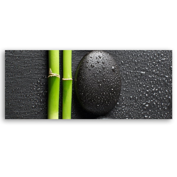 Kunstdruck auf Leinwand 'Bamboo and Black Stone'