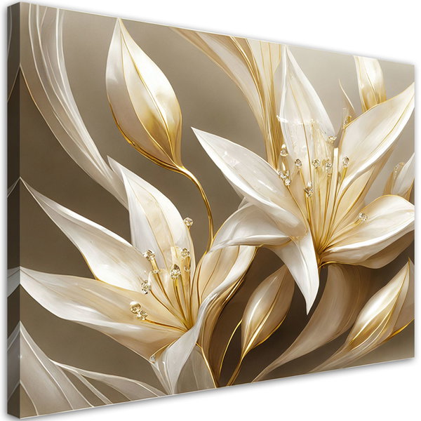 Kunstdruck auf Leinwand 'Golden Petal Symphony 3'