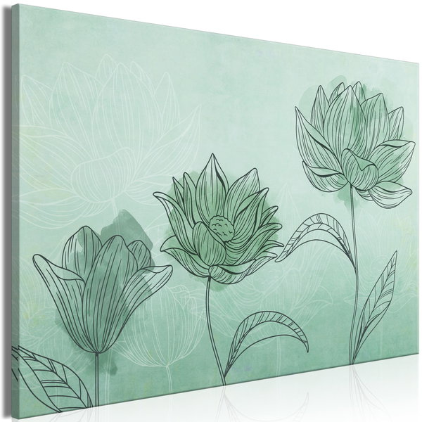 Kunstdruk op canvas 'Three Flowers Wide'