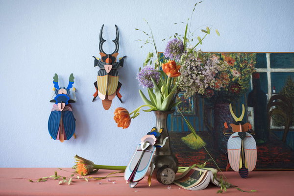 Wanddeko Papier 'Hirschkäfer'