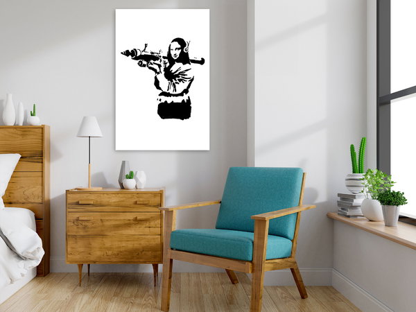 Kunstdruck auf Leinwand 'Banksy Mona Lisa with Rocket Launcher Vertical'