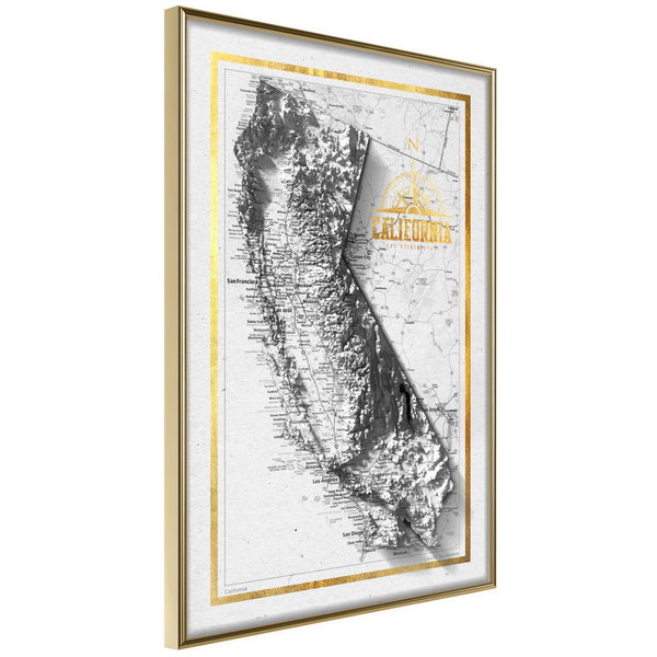 Poster 'Raised Relief Map: California'