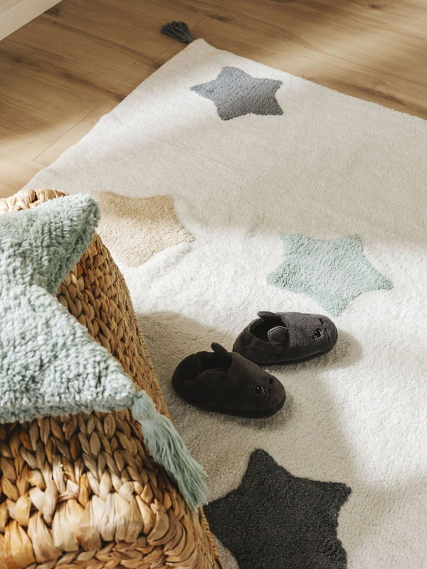 Design Waschbarer Kinderteppich Stars Bunt