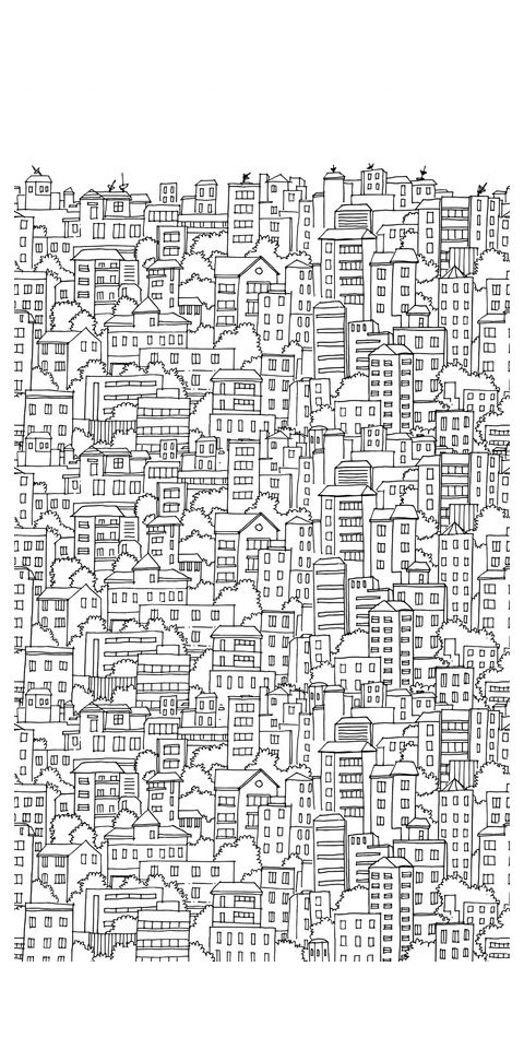 Behang 'Urban Sketch' 159x280cm