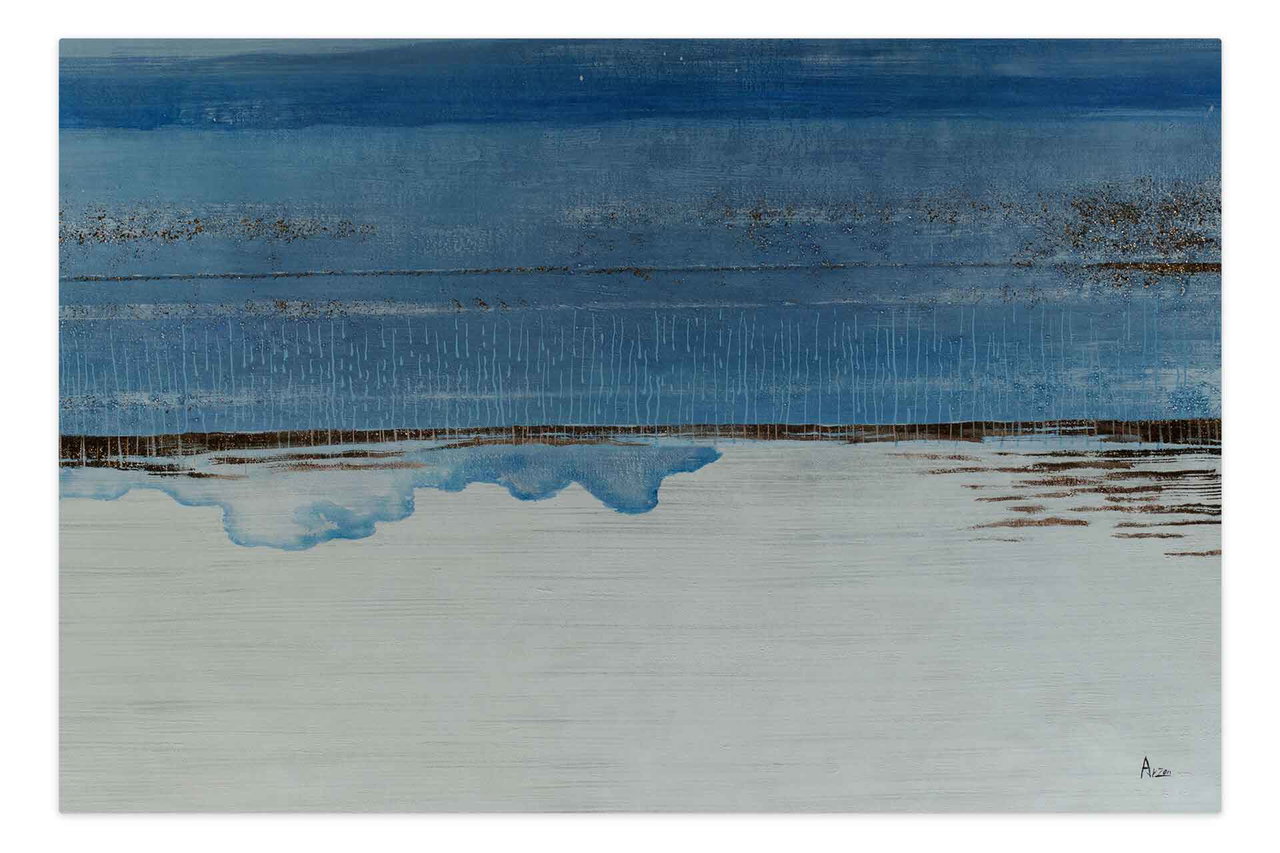 Olieverf schilderijen 'Upside-down Horizon' | Handgeschilderd unicum 180x120cm in de ruimte.