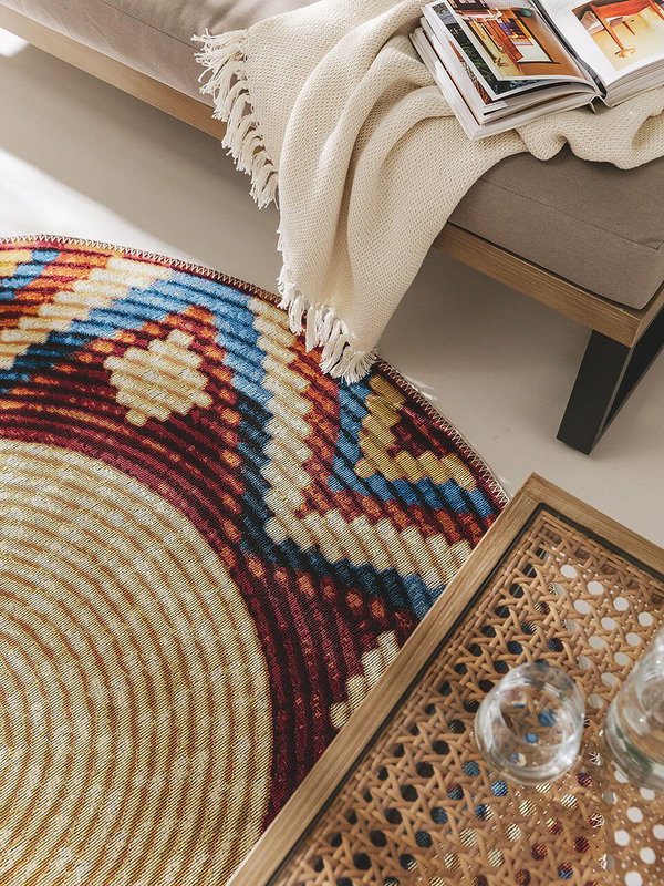 Design In- &amp; Outdoor Runder Teppich Kenya Bunt