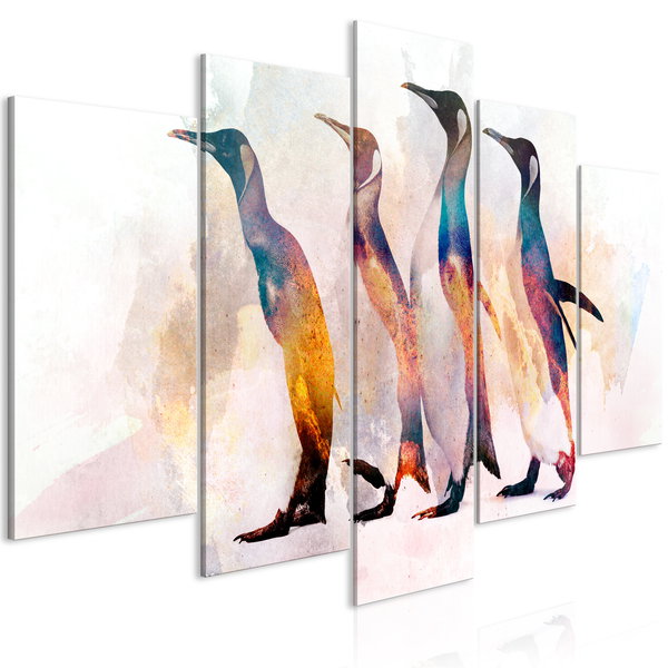 Impression sur toile 'Penguin Wandering (5 Parts) Wide'