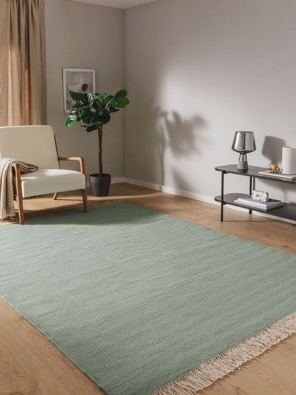 Design Wollteppich Liv Hellgrün