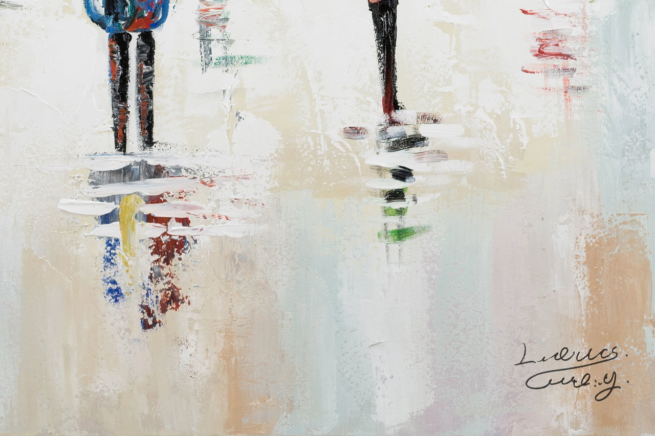 Handgeschilderd schilderij 'Sweet Rain Showers' 80x80cm | incl. certificaat van echtheid in de ruimte.