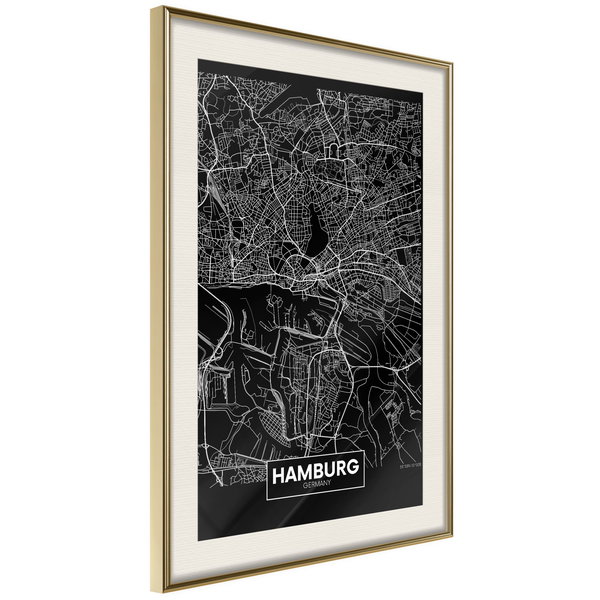 Poster 'City Map: Hamburg (Dark)'