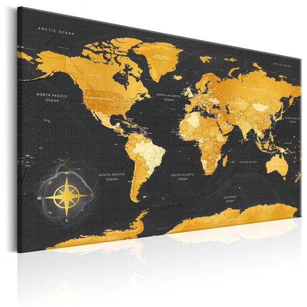 Impressão em tela 'World Maps: Golden World'