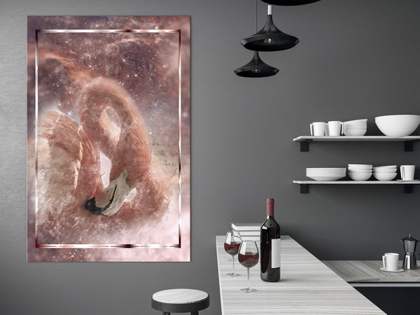 Kunstdruck auf Leinwand 'Space Flamingo Vertical'
