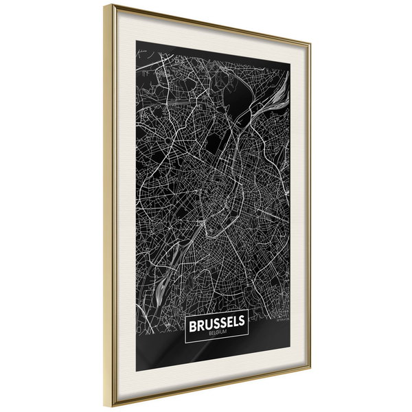 Poster 'City Map: Brussels (Dark)'