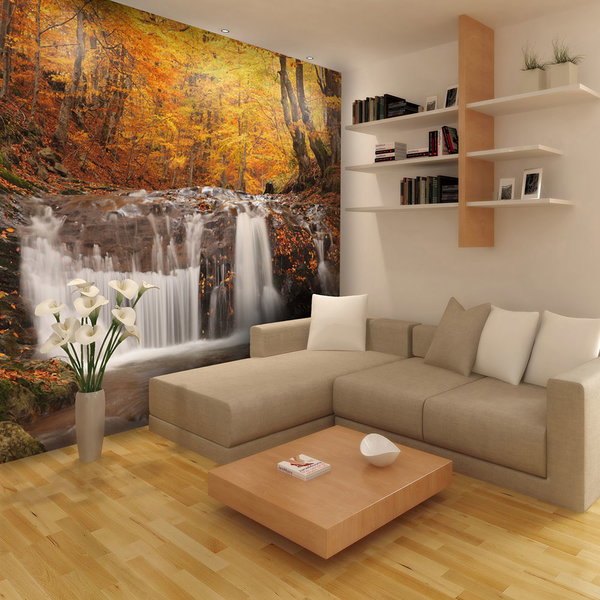 Tapeta 'Autumn landscape : waterfall in forest'