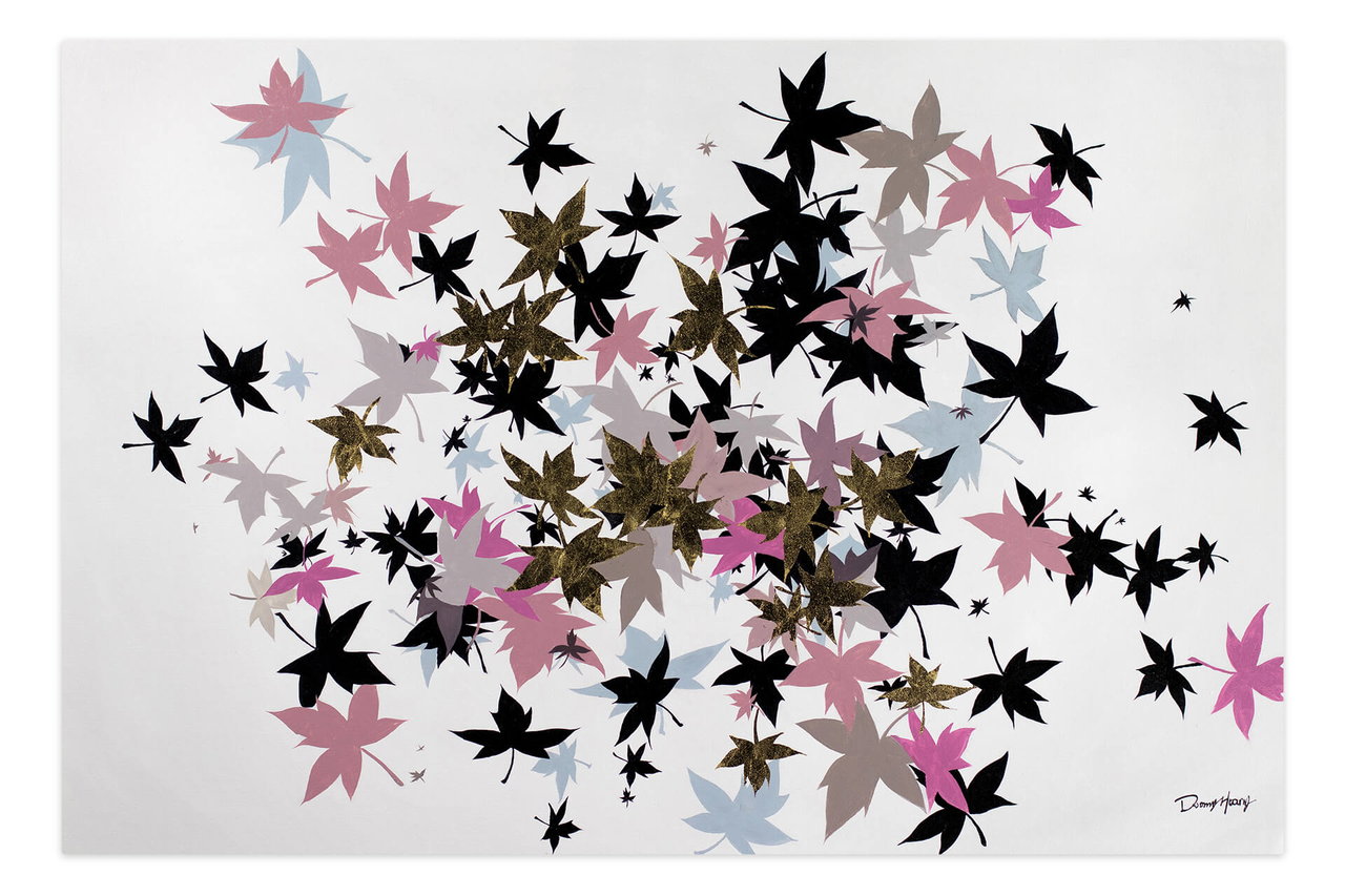 XXL Olieverf schilderijen 'Bright Rush of Leaves' | Handgeschilderd unicum komt in de ruimte goed tot zijn recht.