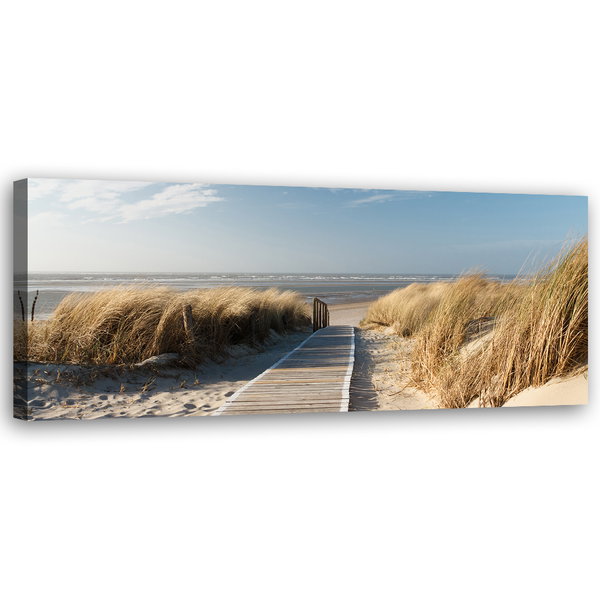 Kunstdruck auf Leinwand 'Beach with Coastal Grasses 3'