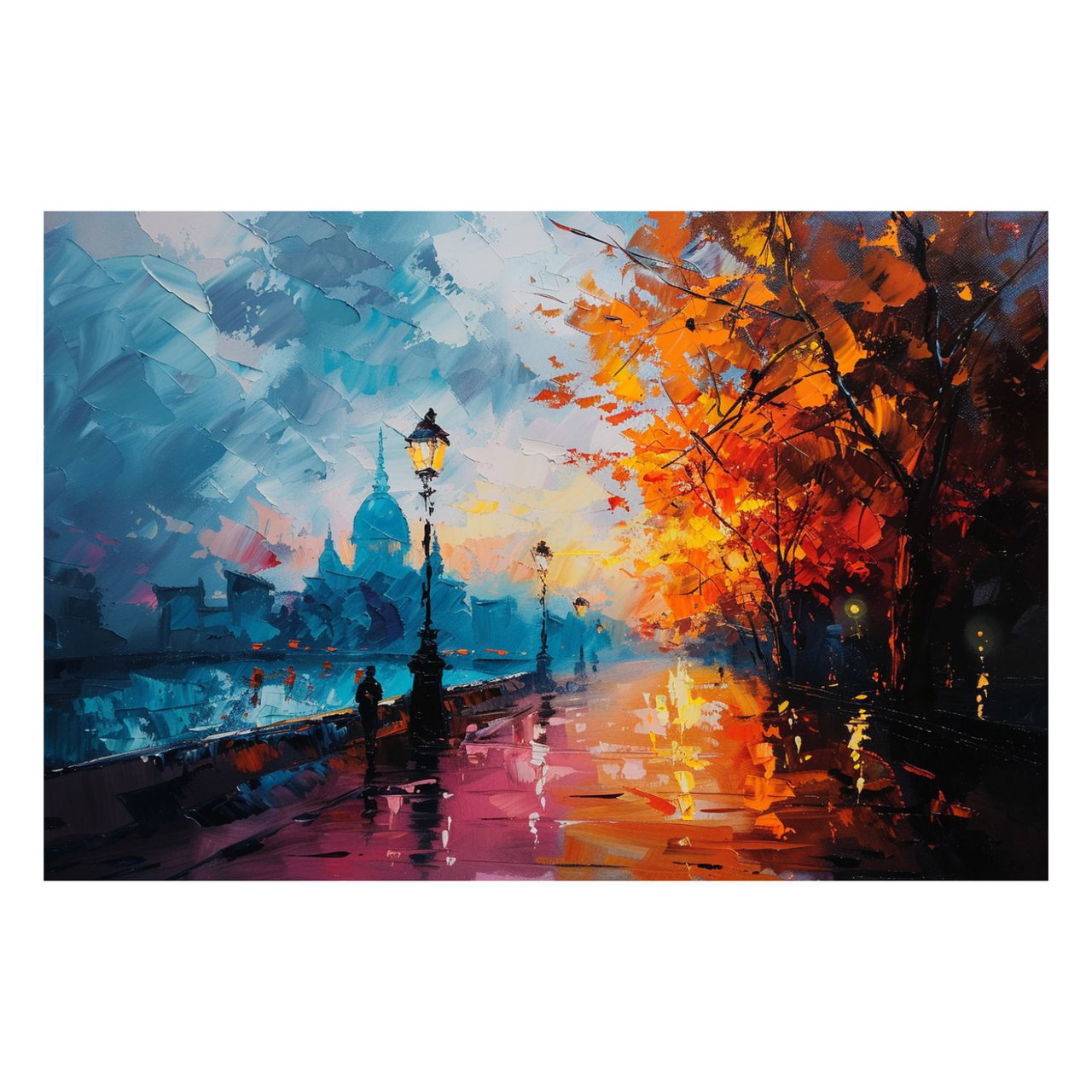 Handgeschilderd schilderij 'Autumn Promenade' | incl. certificaat van echtheid in de ruimte.