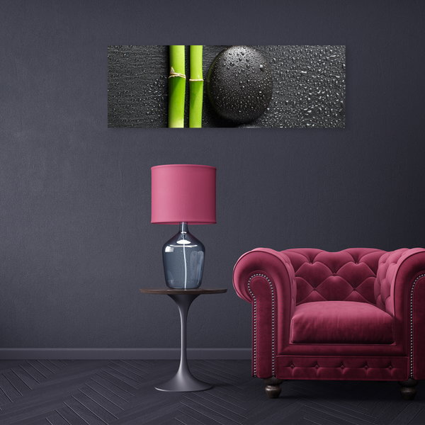 Kunstdruck auf Leinwand 'Bamboo and Black Stone'