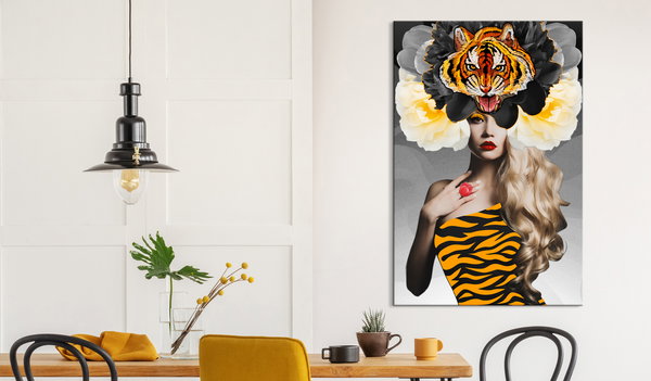 Kunstdruck auf Leinwand 'Eye of the Tiger Vertical'