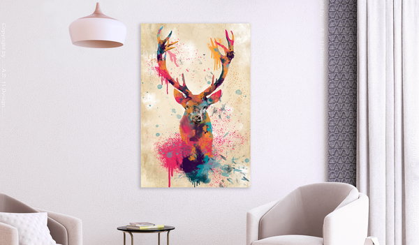 Kunstdruck auf Leinwand 'Watercolor Deer Vertical'